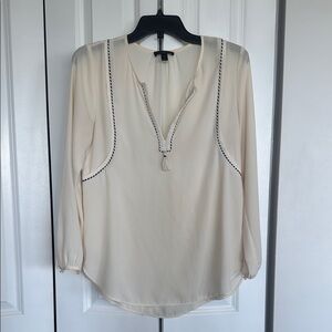 J. Crew Cream Relaxed Embellished Blouse